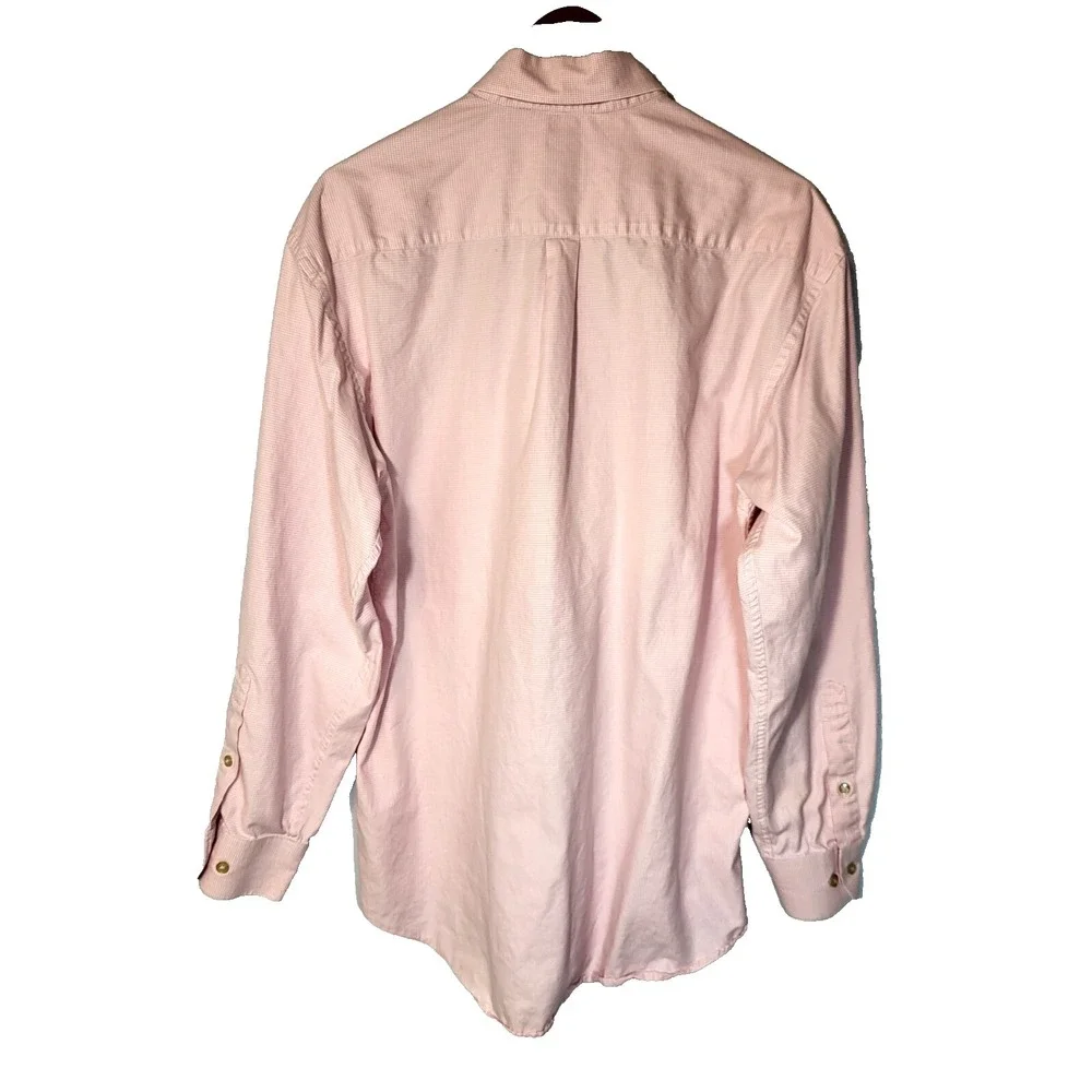 T. Harris London Pink White Herringbone Button‎ Down Shirt Pocket Size Large
